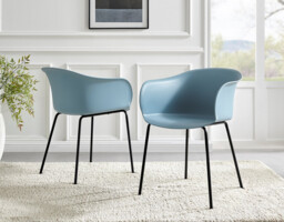2x Harper Blue Plastic Dining Chairs Black Legs - thumbnail 2