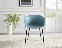2x Harper Blue Plastic Dining Chairs Black Legs - thumbnail 4