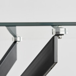 Leonardo Rectangular Glass and Black Metal 6 Seater Dining Table - thumbnail 4