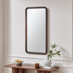 Rowena Walnut Wood Small 80x40cm Rectangle Wall Mirror - thumbnail 1