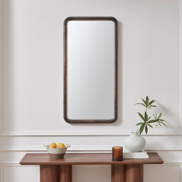 Rowena Walnut Wood Small 80x40cm Rectangle Wall Mirror - thumbnail 2