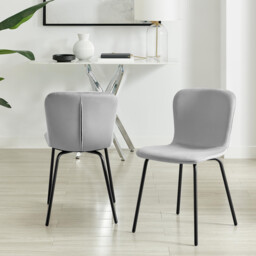 2x Asti Light Grey Velvet Dining Chairs - thumbnail 3