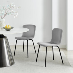 2x Asti Light Grey Velvet Dining Chairs