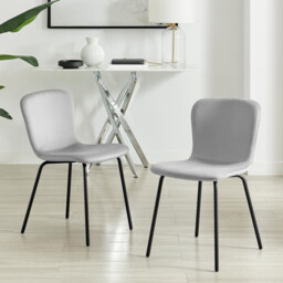 2x Asti Light Grey Velvet Dining Chairs - thumbnail 2