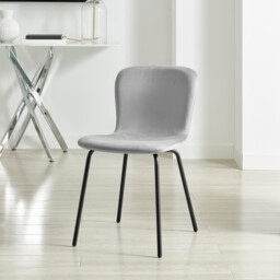 2x Asti Light Grey Velvet Dining Chairs - thumbnail 4