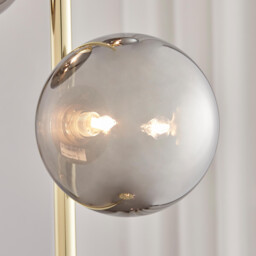 Lazio Smoked Glass and Brass 3 Globe Standing Floor Lamp - thumbnail 3