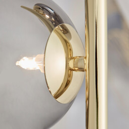 Lazio Smoked Glass and Brass 3 Globe Standing Floor Lamp - thumbnail 4