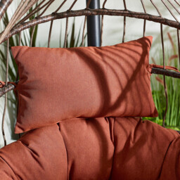 Brown Rattan & Orange Garden Hanging Egg Chair Seat - thumbnail 3