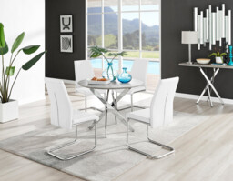 Novara Grey Concrete Effect Round Dining Table & 4 Lorenzo Chairs - thumbnail 4