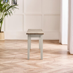 Tenby Whitewashed &Grey Solid Wood Small Dining Bench - thumbnail 3