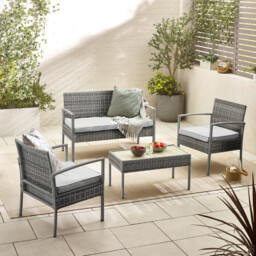Porto Grey Rattan 4 Seat Garden Sofa & Chairs Set - thumbnail 1