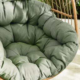 Beige Rattan & Green Garden Hanging Egg Chair Seat - thumbnail 4