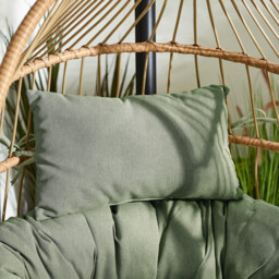 Beige Rattan & Green Garden Hanging Egg Chair Seat - thumbnail 3