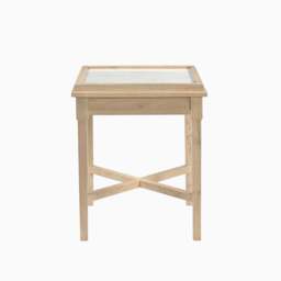 Furniturebox Pyrenees Square White Oak Wood & Marble Bedside Table, Mango Wood in Oak/White - Size: 45x55x45 cm - thumbnail 3