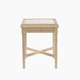 Pyrenees Square White Oak Wood & Marble Bedside Table - thumbnail 3