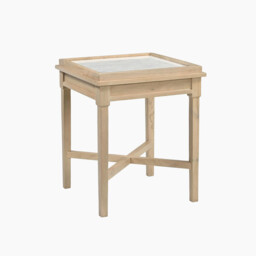 Pyrenees Square White Oak Wood & Marble Bedside Table - thumbnail 2