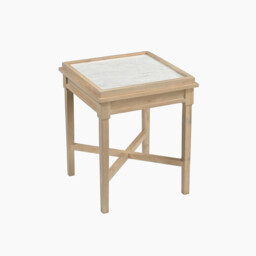 Pyrenees Square White Oak Wood & Marble Bedside Table - thumbnail 4