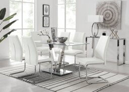 Florini V Grey Dining Table and 6 Lorenzo Chairs - thumbnail 1