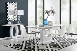 Arezzo Large Extending Dining Table and 6 Corona Silver Leg Chairs - thumbnail 1