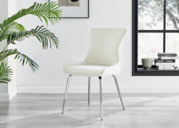 2x Nora Cream Velvet Dining Chairs Silver Legs - thumbnail 2