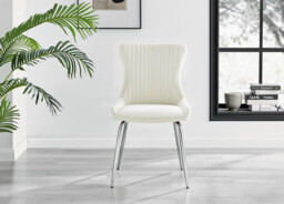 2x Nora Cream Velvet Dining Chairs Silver Legs - thumbnail 3