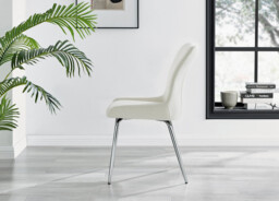 2x Nora Cream Velvet Dining Chairs Silver Legs - thumbnail 4