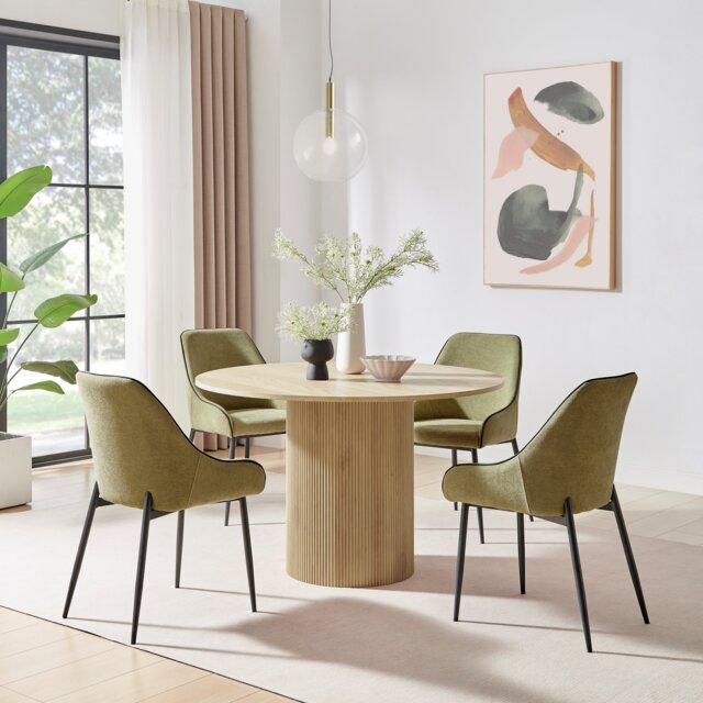 Penrose Oak Round Dining Table & 4 Beaumont Chairs - image 1