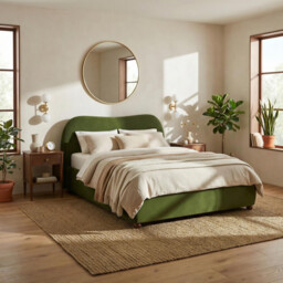 Mabel Green Velvet Ottoman Double Bed Frame - thumbnail 1