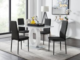 Giovani 4 Grey Dining Table & 4 Milan Black Leg Chairs - thumbnail 1
