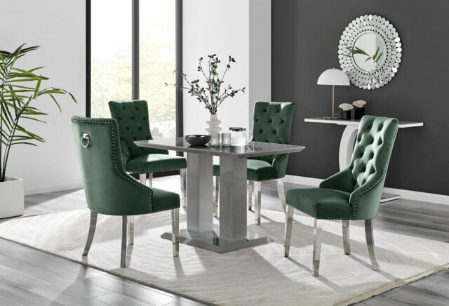 Grey Imperia 4 Table & 4 Velvet Belgravia Chairs - image 1