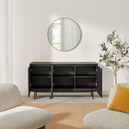 Penrose Black Wood 3 Door Large Sideboard - thumbnail 3