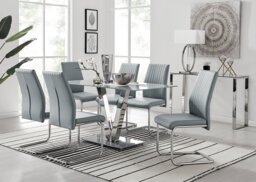 Florini V Grey Dining Table and 6 Lorenzo Chairs