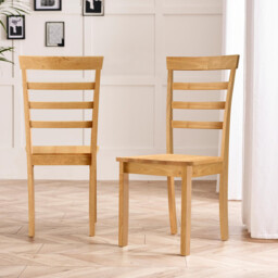 2x Whitby Oak Effect Solid Wood Dining Chairs - thumbnail 1