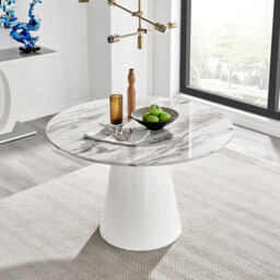 Palma Round White Marble Effect 4-6 Seater Dining Table