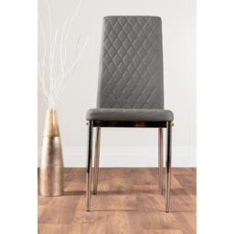 Furniturebox Atlanta White High Gloss And Chrome Metal Rectangle Dining Table And 4 Milan Dining Chairs Set, Metal/Faux Leather in Grey - thumbnail 8