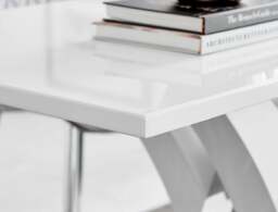 Furniturebox Atlanta White High Gloss And Chrome Metal Rectangle Dining Table And 4 Milan Dining Chairs Set, Metal/Faux Leather in Grey - thumbnail 4