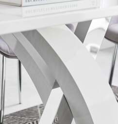 Furniturebox Atlanta White High Gloss And Chrome Metal Rectangle Dining Table And 4 Milan Dining Chairs Set, Metal/Faux Leather in Grey - thumbnail 6