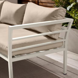 Montenegro White Metal & Taupe 6 Seat Corner Garden Sofa Set - thumbnail 3