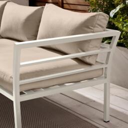Furniturebox Montenegro White & Taupe 6 Seat Corner Garden Sofa Set, Metal in White/Beige - Size: 140x65x78 cm - thumbnail 3