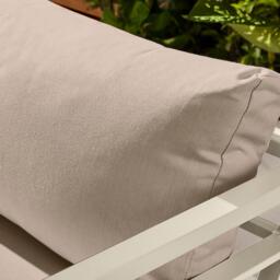 Furniturebox Montenegro White & Taupe 6 Seat Corner Garden Sofa Set, Metal in White/Beige - Size: 140x65x78 cm - thumbnail 7