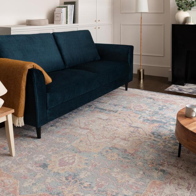 Farah Beige & Blue Persian Inspired Medallion Rug - image 1