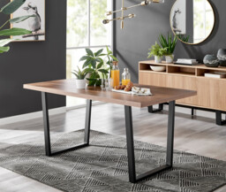 Kylo Brown Wood Effect Dining Table & 6 Belgravia Black Leg Chairs - thumbnail 3