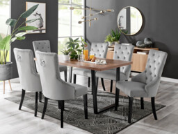 Kylo Brown Wood Effect Dining Table & 6 Belgravia Black Leg Chairs - thumbnail 2