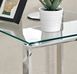 Miami Square Glass and Silver Side Table - thumbnail 2