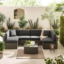 Orlando Grey Rattan & Grey 6 Seat Modular Garden Sofa - thumbnail 2