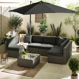 Orlando Grey Rattan & Grey 6 Seat Modular Garden Sofa - thumbnail 1