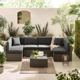 Furniturebox Orlando & 6 Seat Modular Garden Sofa, Rattan in Grey - Size: 72x75x72 cm - thumbnail 2