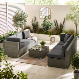 Orlando Grey Rattan & Grey 6 Seat Modular Garden Sofa - thumbnail 4