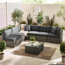 Orlando Grey Rattan & Grey 6 Seat Modular Garden Sofa - thumbnail 3