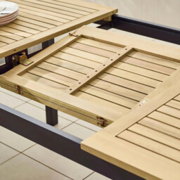 Malva Wood & Black 6-8 Seat Extending Table Garden Dining Set - thumbnail 4